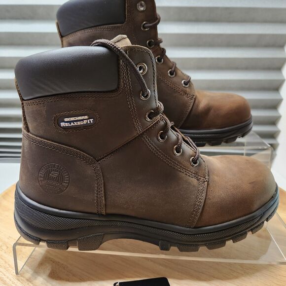 Skechers Workshire Peril Steel Toe Boots – Women's Size 10, Brown - Picture 3 of 9